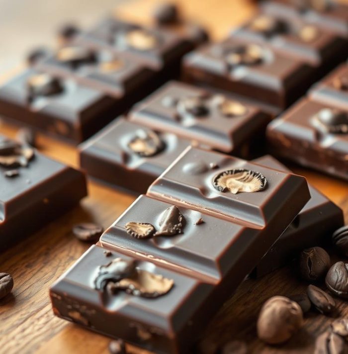 Assorted mushroom chocolate bars with functional mushrooms and cacao