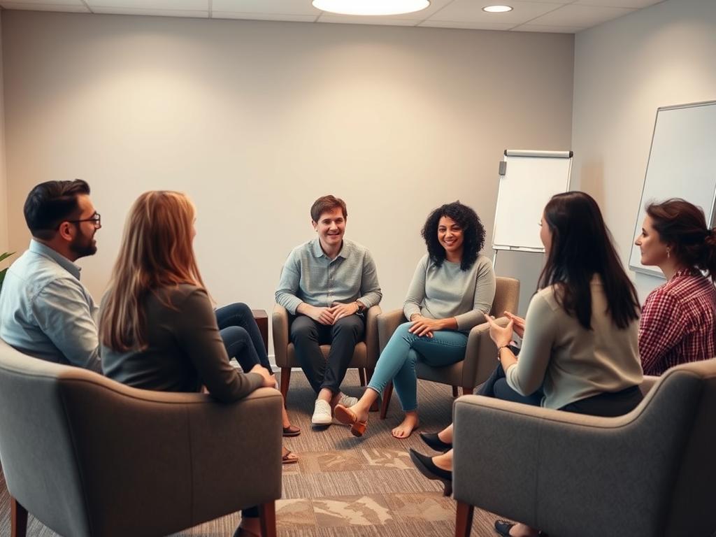Group therapy session for substance use concerns