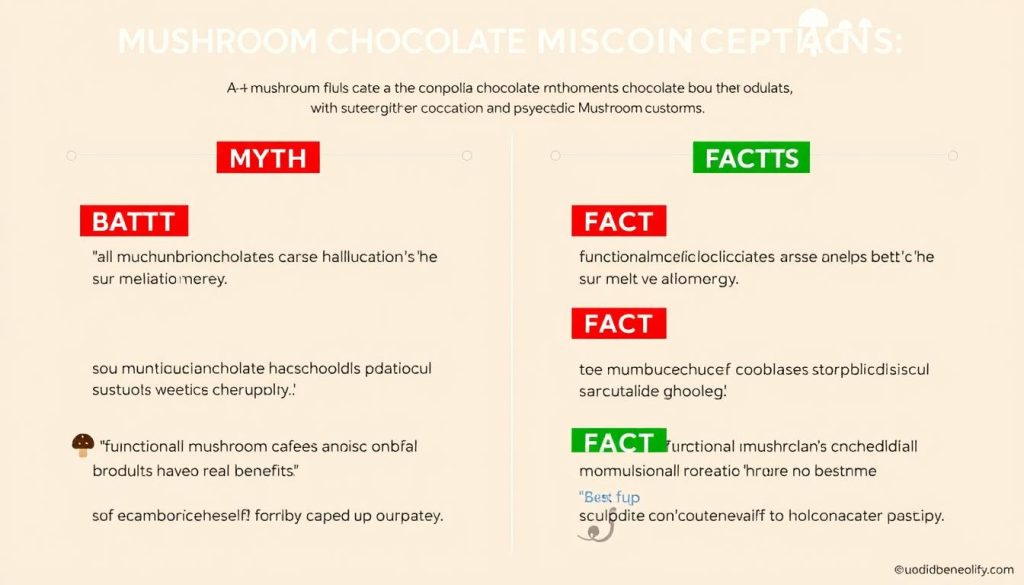 Infographic debunking common myths about mushroom chocolate vs psychedelic mushroom chocolate