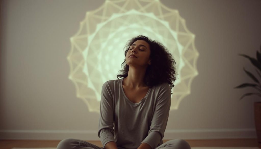 Person experiencing DMT effects in a calm setting showing the short duration of DMT vape vs smoking DMT experiences