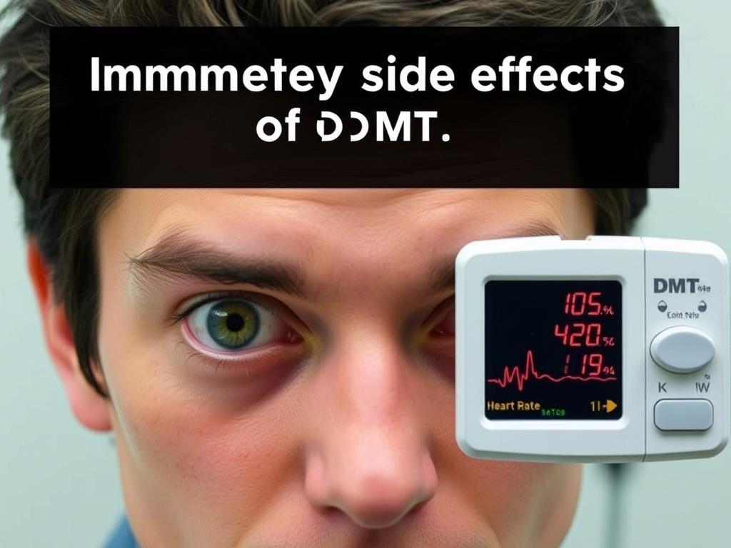 Person experiencing increased heart rate and dilated pupils as physical side effects of DMT vapes
