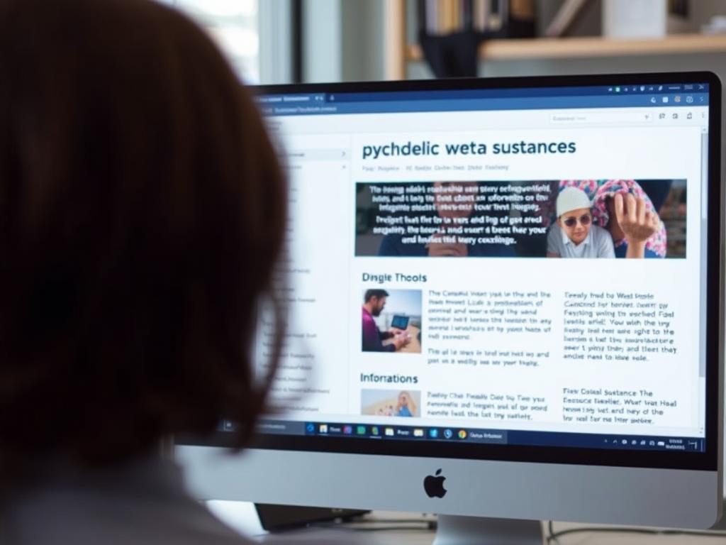 Person researching information about DMT carts on computer
