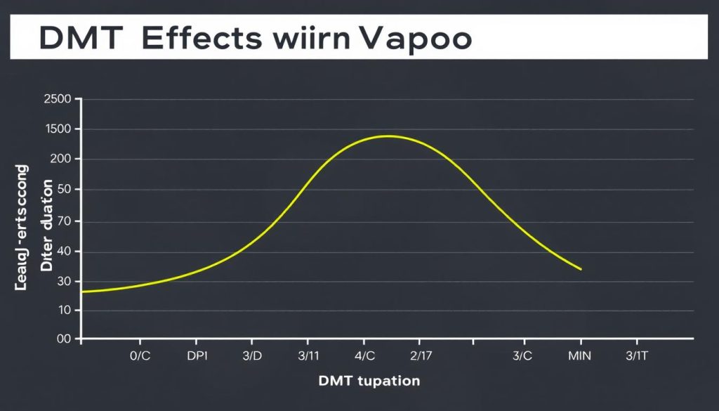 Timeline graph showing the onset, peak, and duration of DMT cart effects