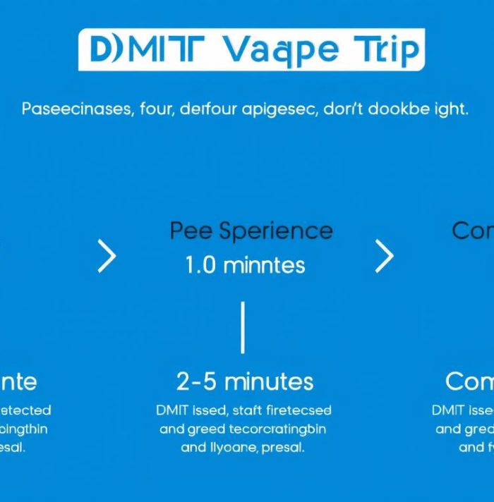 Visual representation of DMT vape trip timeline showing onset, peak and comedown phases