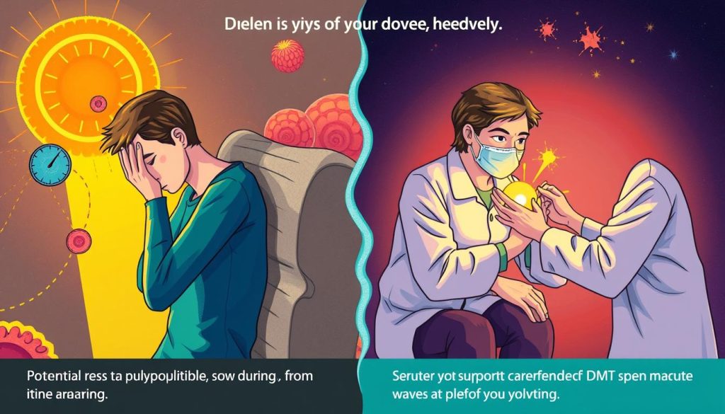 Visual representation of potential risks during a DMT vape trip and when to seek help